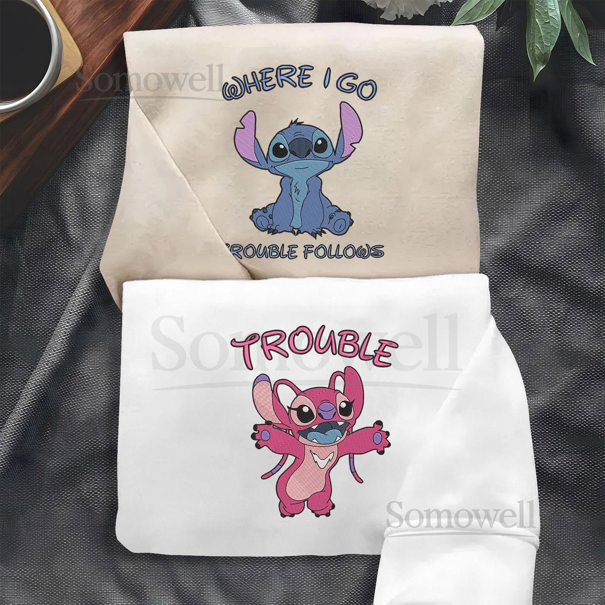 Stitch Angel Couple Embroidered Sweatshirt Lilo And Stitch Embroidery Hoodie Disney Cartoon Shirt For Women MenValentine Couple Gift_154