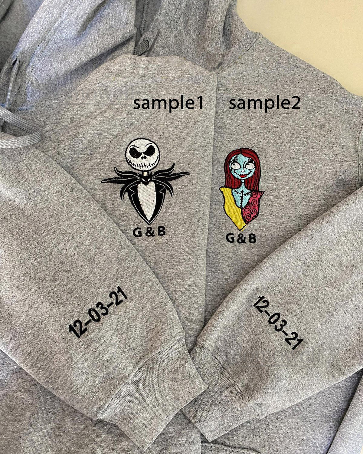 Jack And Sally Couple Embroidered Sweatshirt Disney Movie Embroidery Hoodie Nightmare Before Christmas Shirt Valentine Couple Gift_112