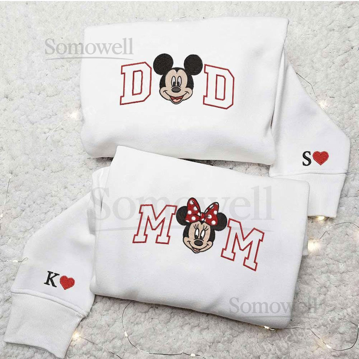 Custom Mickey And Minnie Embroidered Sweatshirt Dad And Mom Embroidery Hoodie Husband Wife Shirt Mothers Day Gifts Fathers Day Gift_26