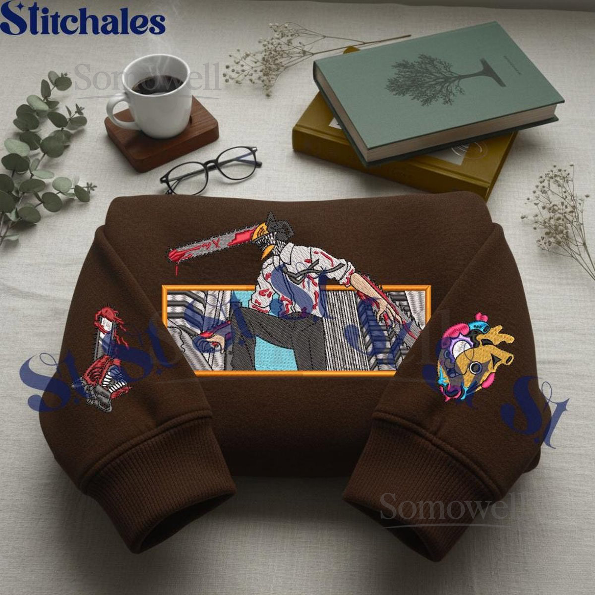 Embroidered Anime Sweatshirt Chainsaw Devil Design_56