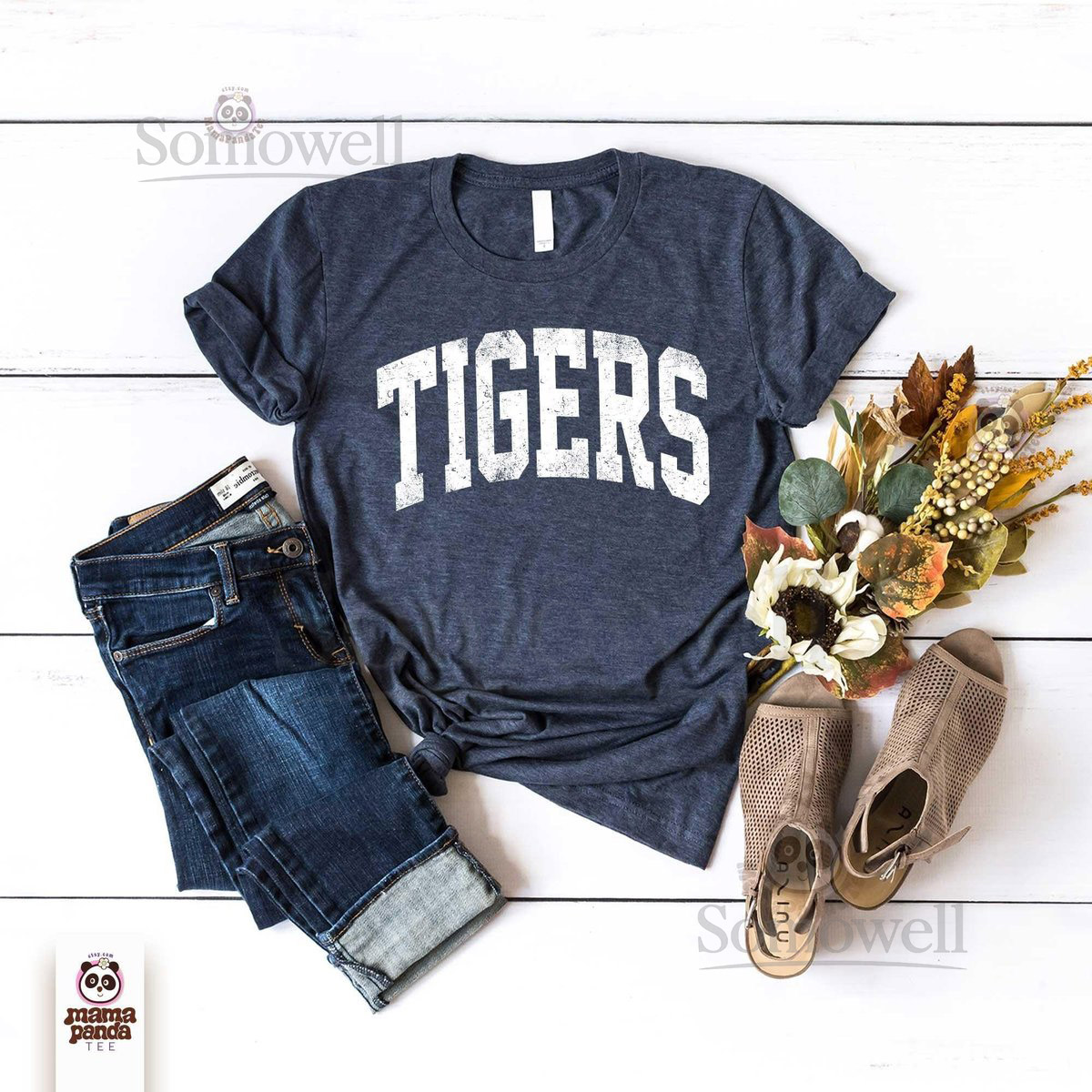 Vintage Tigers T-shirt Distressed Tigers Game Day shirt College Spirit tee Tigers Mascot shirt Teachers Gameday shirt Football Mama tee_944