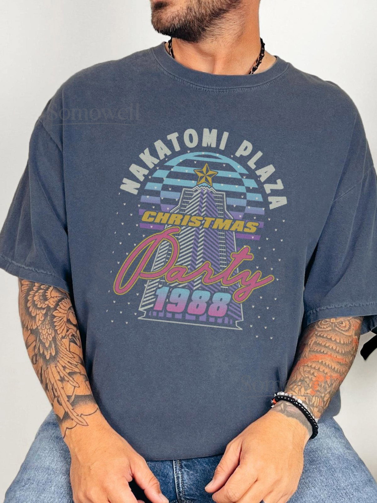 Funny Nakatomi Plaza Die Hard Shirt Classic Christmas Retro Movie shirt Gift for him Gift for dad COMFORT Colors Unisex Tee T-shirt_171