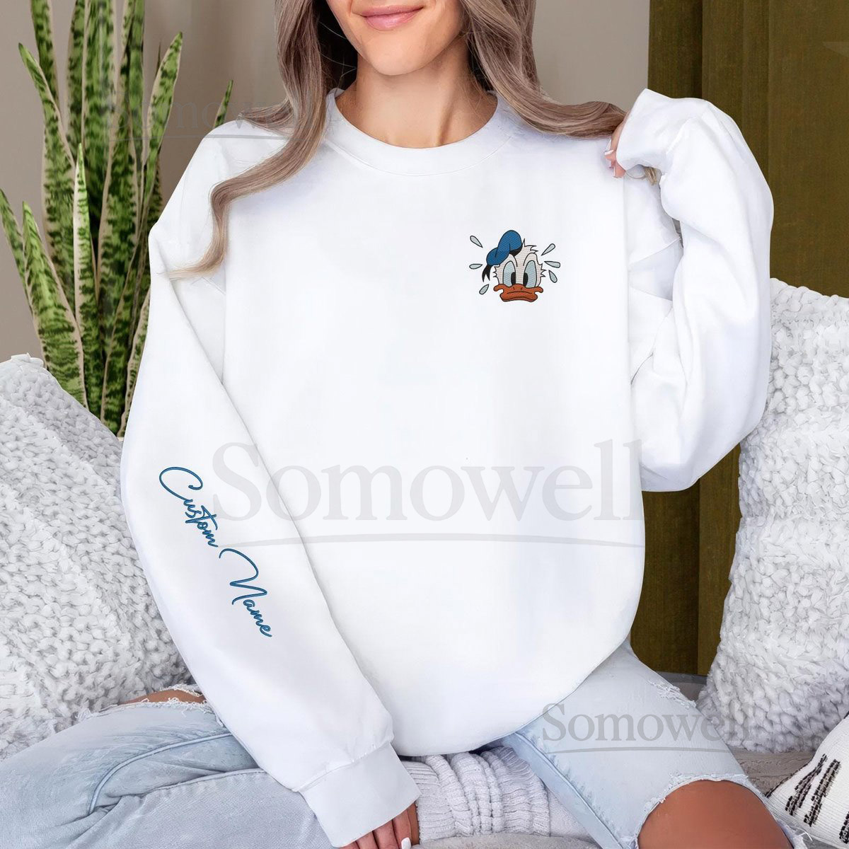 Custom Name Donald Duck Embroidered Sweatshirt Disney Character Embroidery Hoodie Movie Cartoon Shirt Disneyworld Disneyland Shirt_27