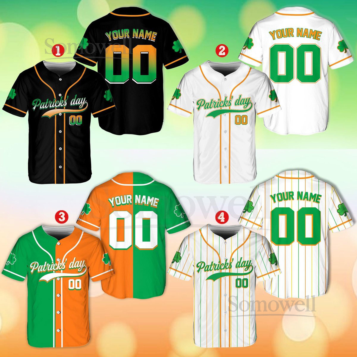 Personalized St Patrick39s Day Baseball Jersey Custom Team Name Number St Patrick39s Day Baseball Jersey St Patrick39s Day Outfits_399