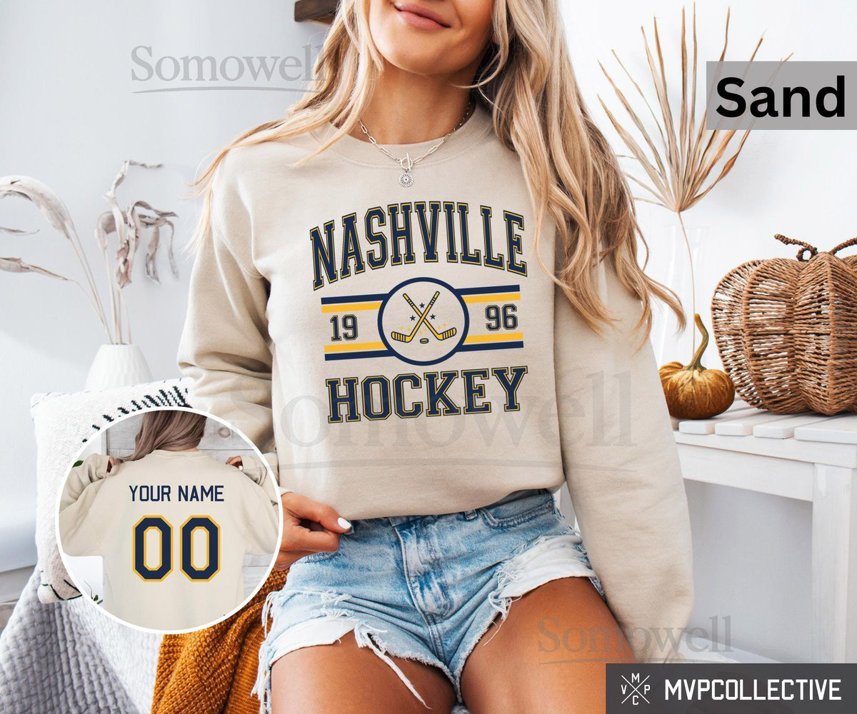 Retro Nashville Hockey Sweatshirt - Vintage Nashville Hockey Crewneck - Trendy Nashville Shirt - Customized Hockey Sweatshirt_429