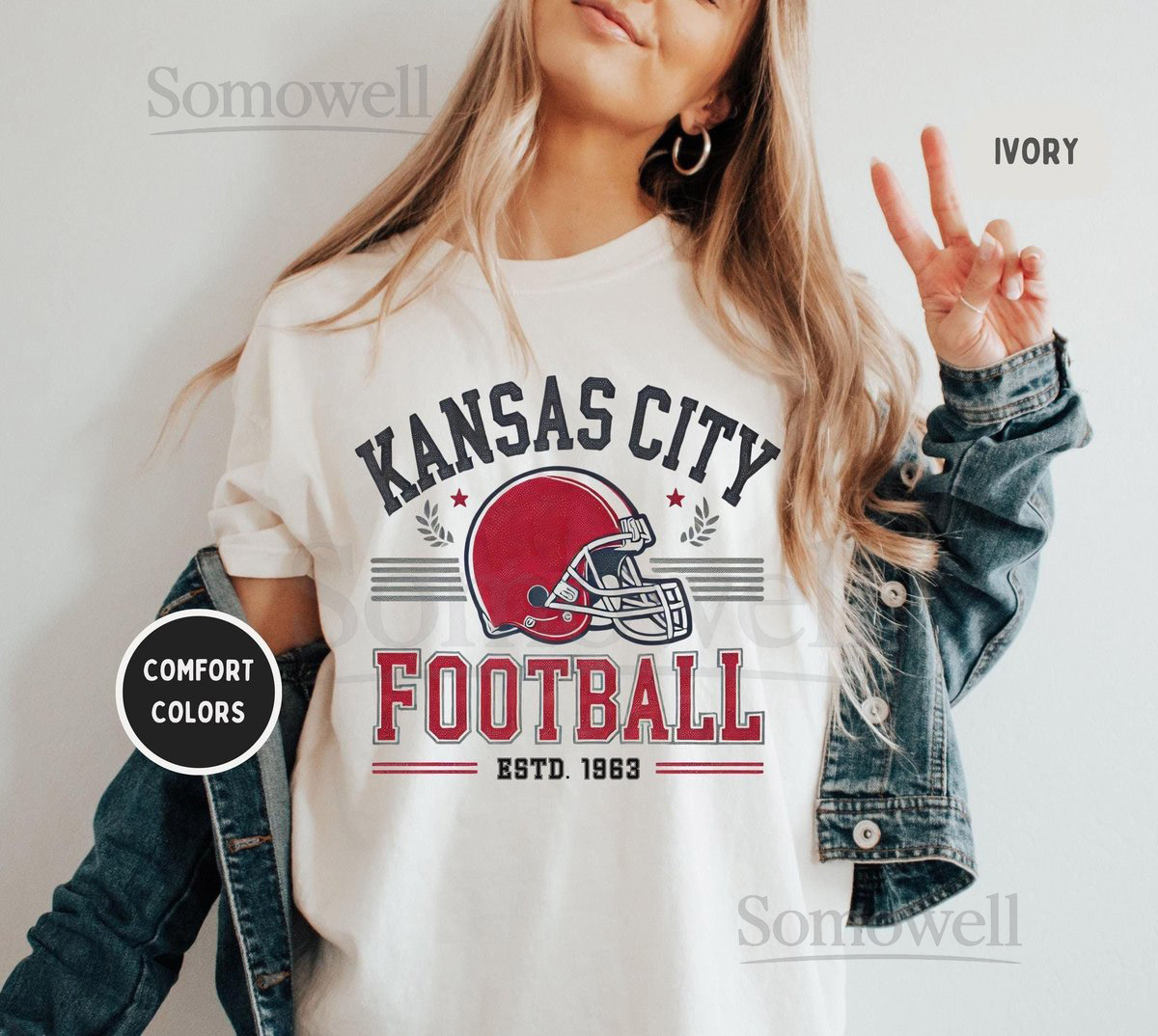 Kansas City Football Comfort Colors T-shirt Unisex Tee Team Spirit Shirt Game Day Top KC Sports Fan Apparel_339