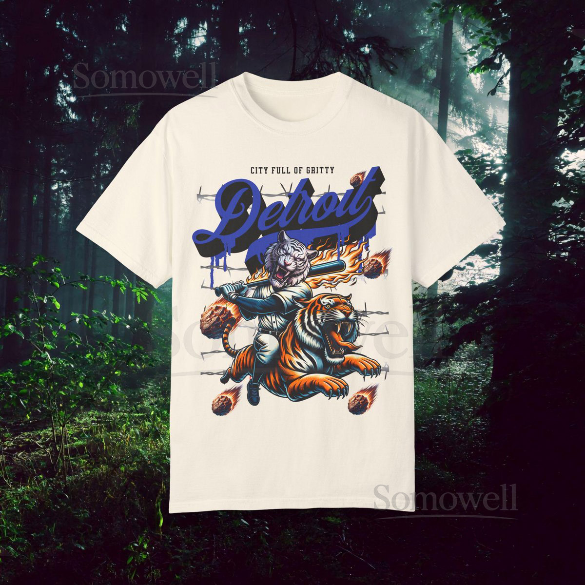 Detroit Baseball Graphic Tee Vintage Style Comfort Colors Shirt_123