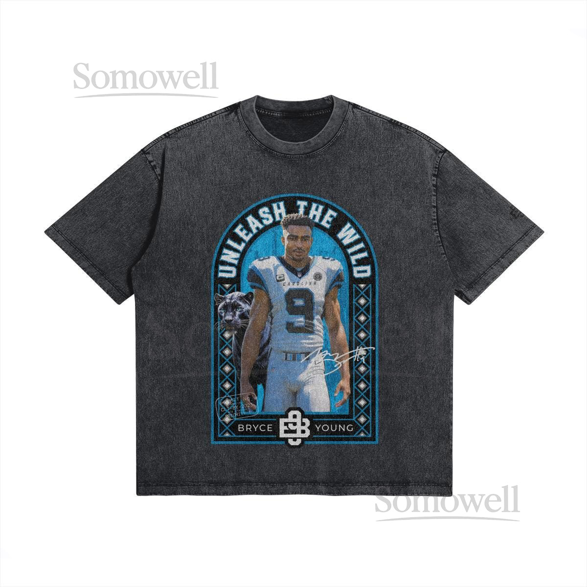 Bryce Young streetwear carolina panther graphic tee oversize streetwear Panthers fan gear vintage distressed streetwear_215