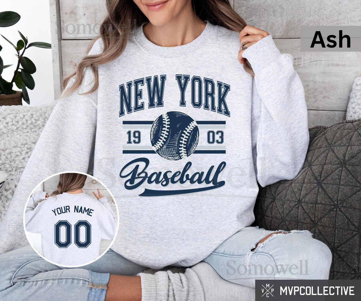 Retro New York Baseball Sweatshirt - Vintage New York Baseball Crewneck - Trendy New York Shirt - Customized Baseball Sweatshirt_102
