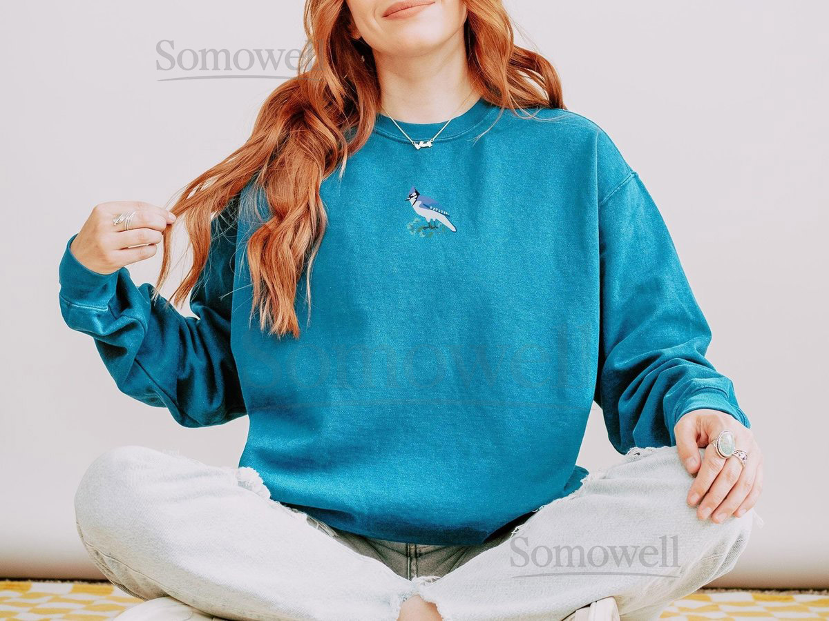 Blue Jay Sweatshirt Comfort Colors Crewneck for Bird Lovers_114