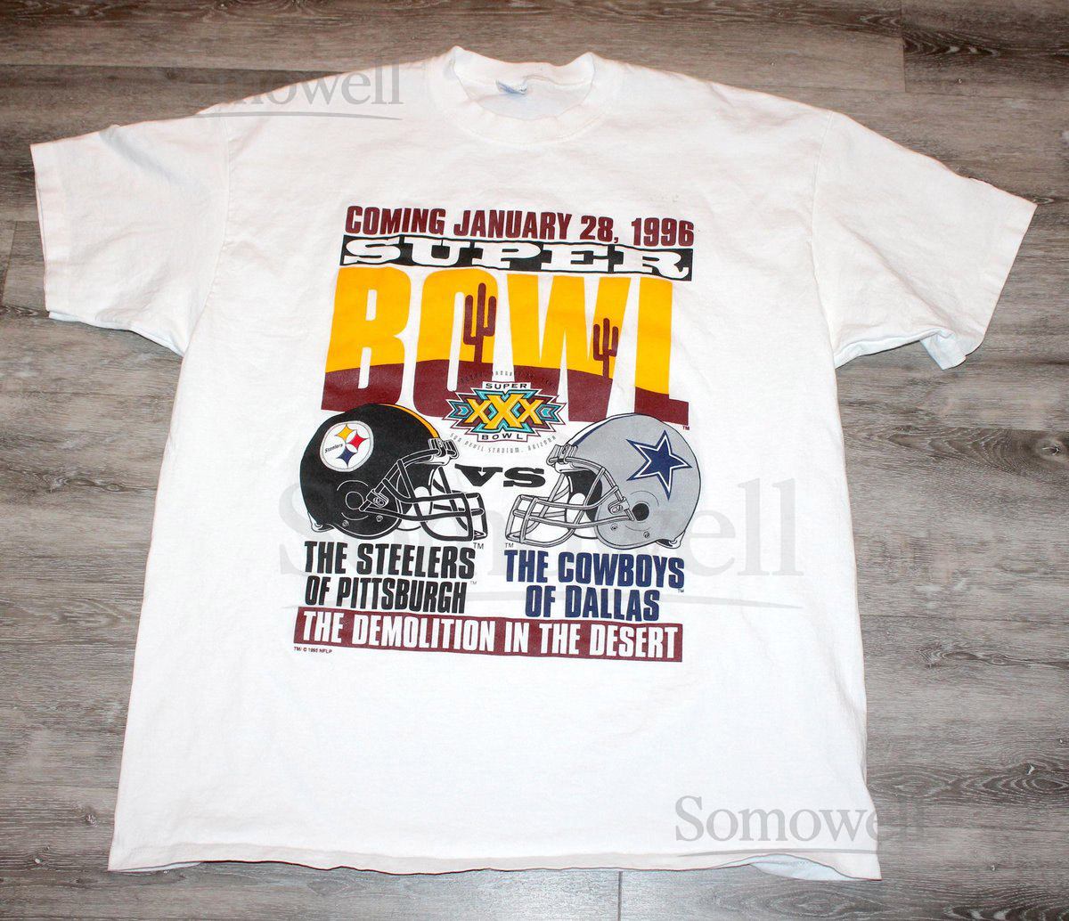 Vintage 90s Clothing NFL Pittsburgh Steelers Dallas Cowboys Football Men Size XL Oversized Womens Super Bowl Logo Short Sleeve T Shirt_496