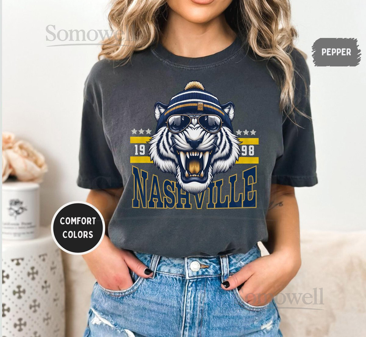 Nashville Hockey Comfort Colors Shirt Vintage Style Tee Distressed Hockey Fan Apparel Soft Cotton Top Sports Team Predator Fan T shirt_319