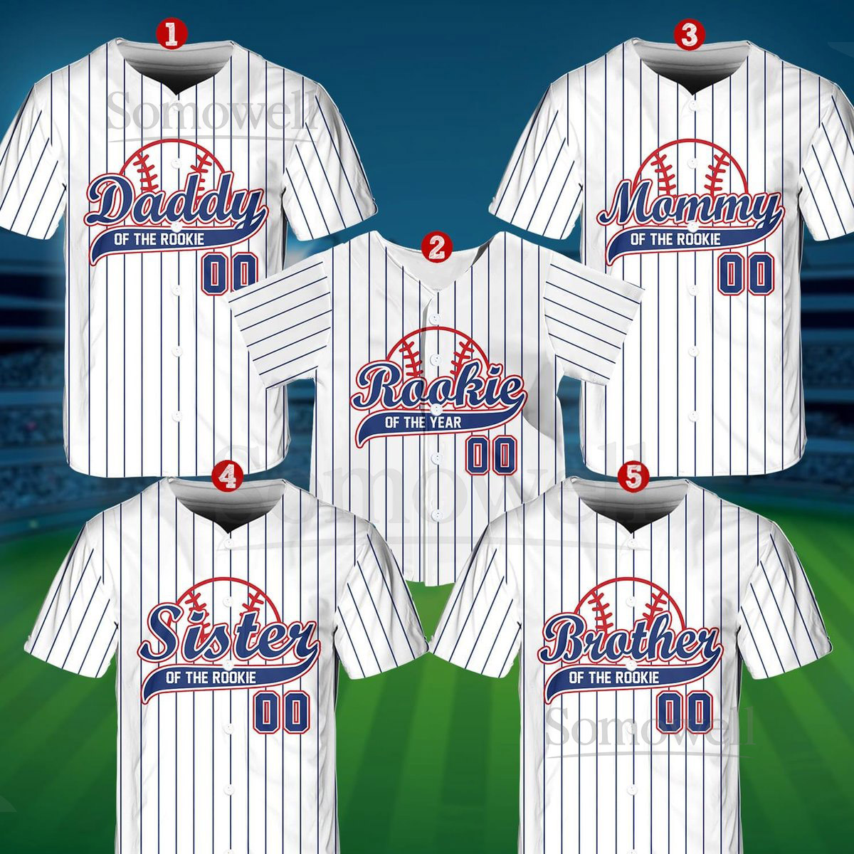 Personalized Mommy Daddy Of the Rookie Baseball Jersey Custom Name Number Shirt Rookie Of The Year Jersey Family Matching Outfits_315