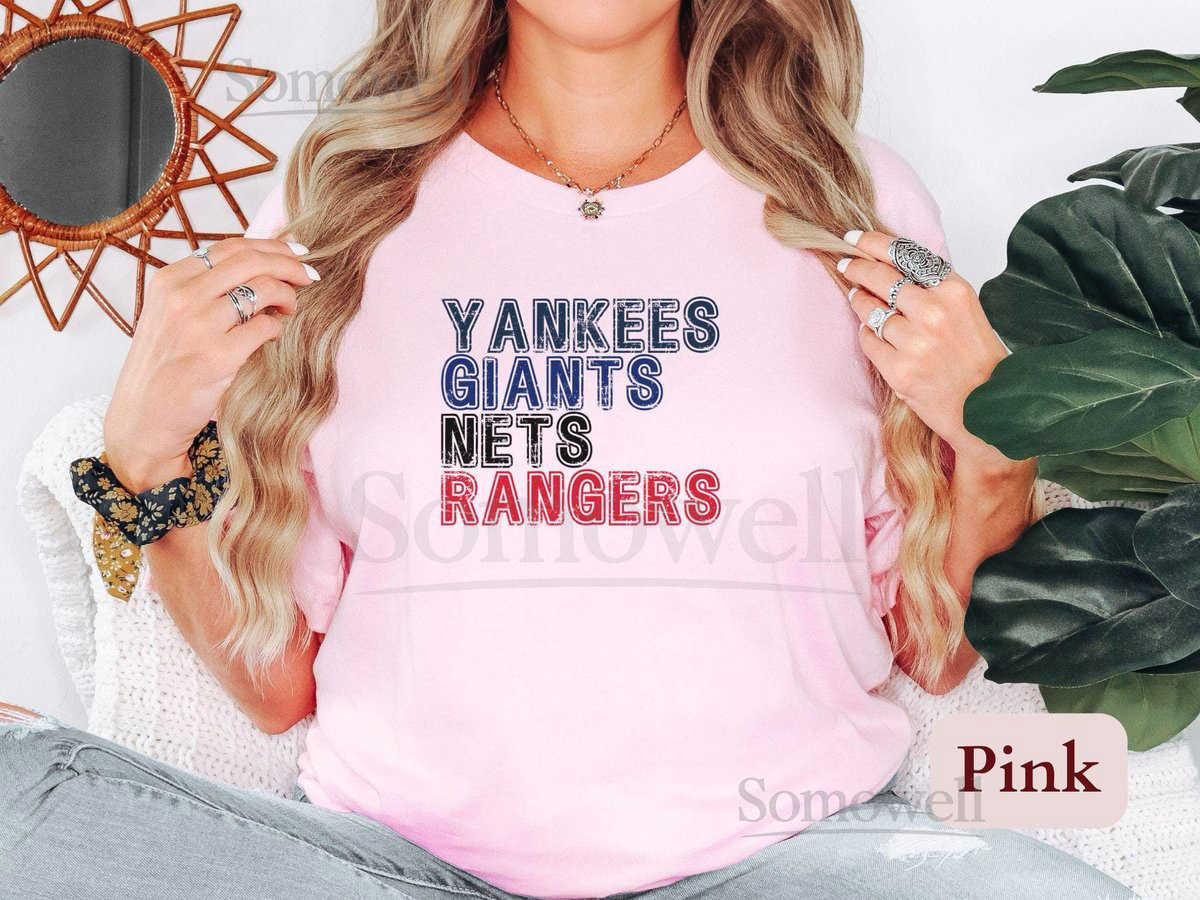 New York 4 Sports Team Shirt NYC Four Team Top Unique NY Sports Fan Gift Yankees Giants Nets Rangers Unisex Tee or Sweatshirt_649