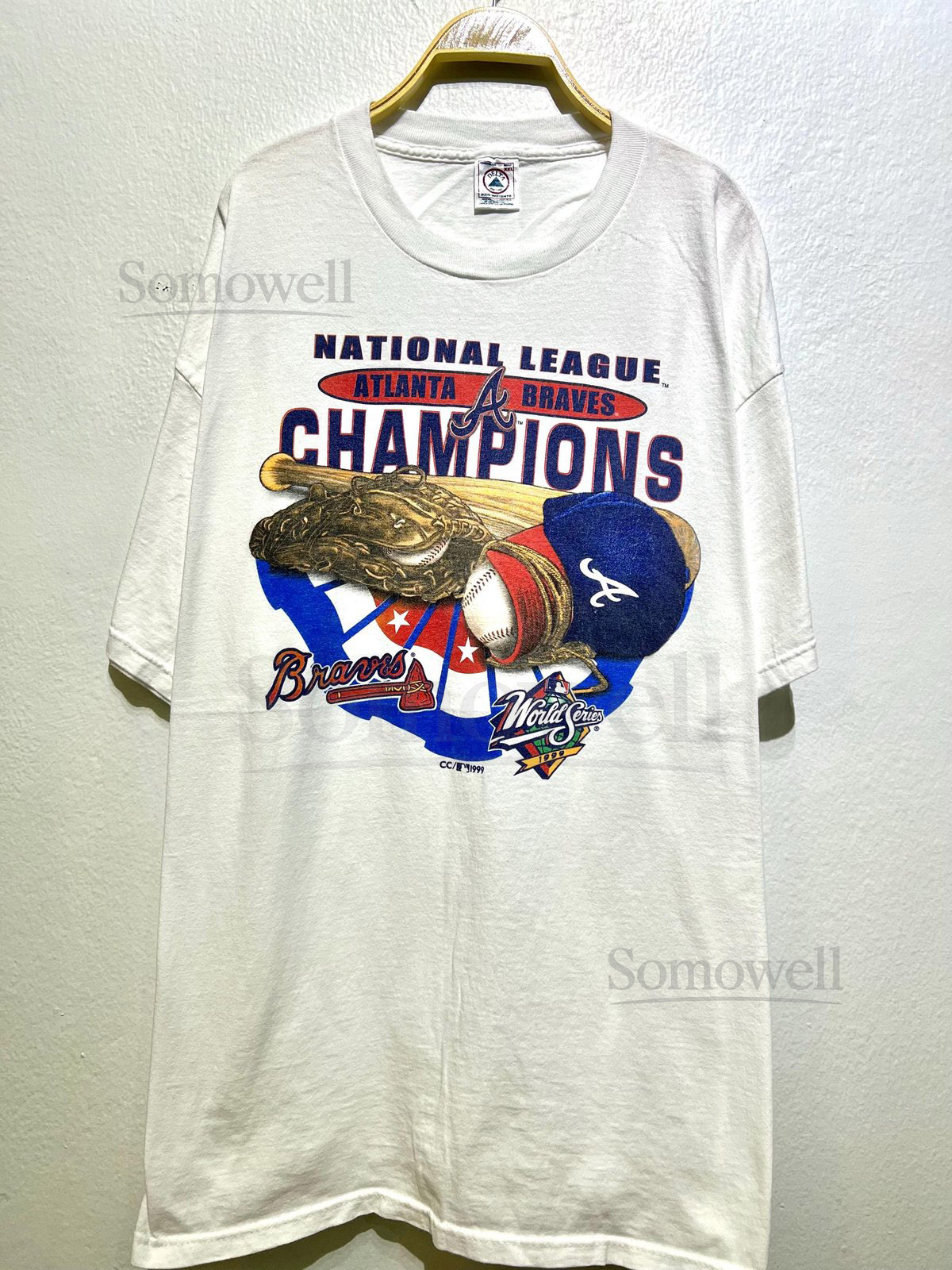 Vintage 90s Atlanta Braves 1999 T Shirt Size 2XL 1990s MLB Baseball Tee Atlanta Braves Fan Shirt National League Champions_1018