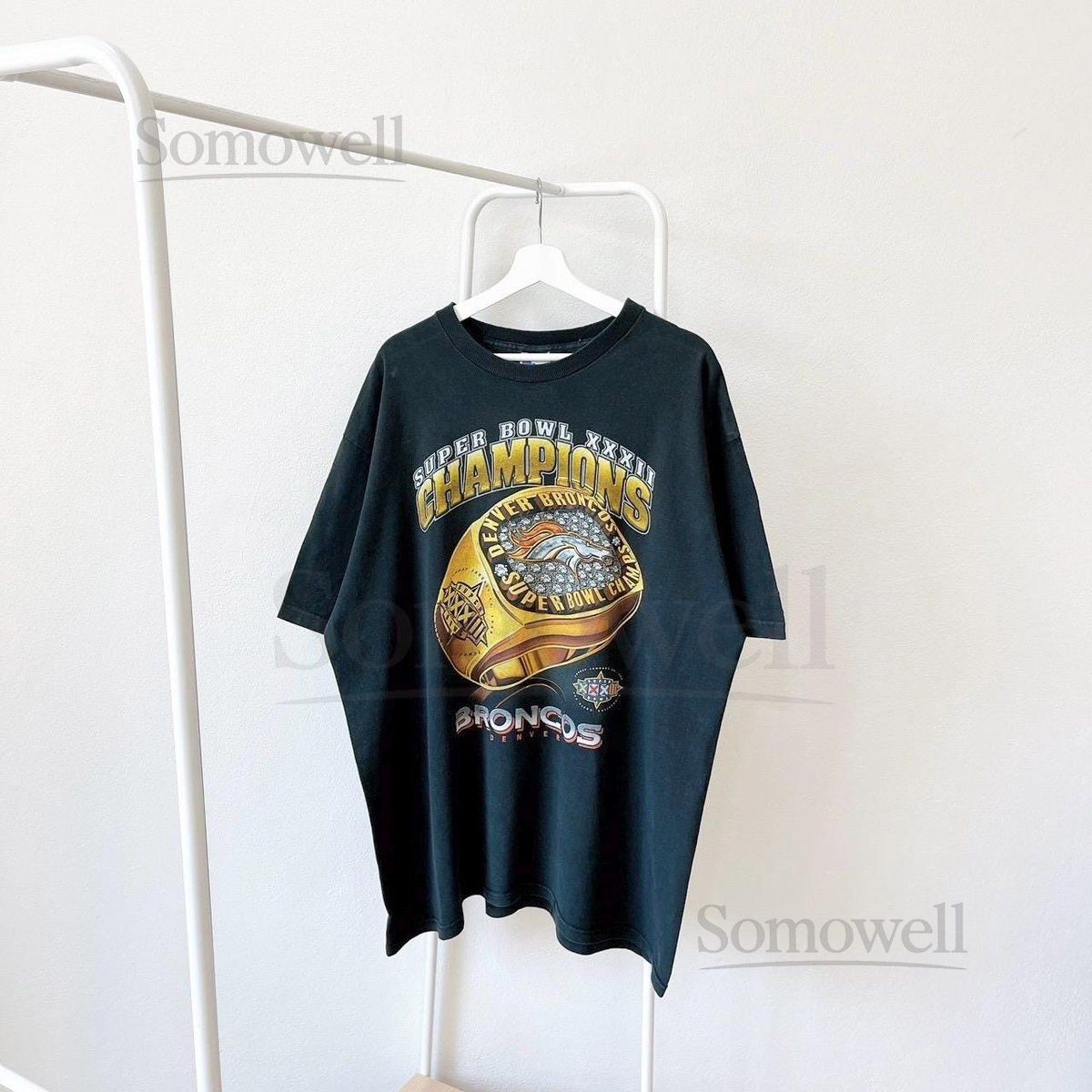 Vintage 1990 Denver Broncos Super Bowl Ring Champions T-Shirt Pro Player USA XXL_468