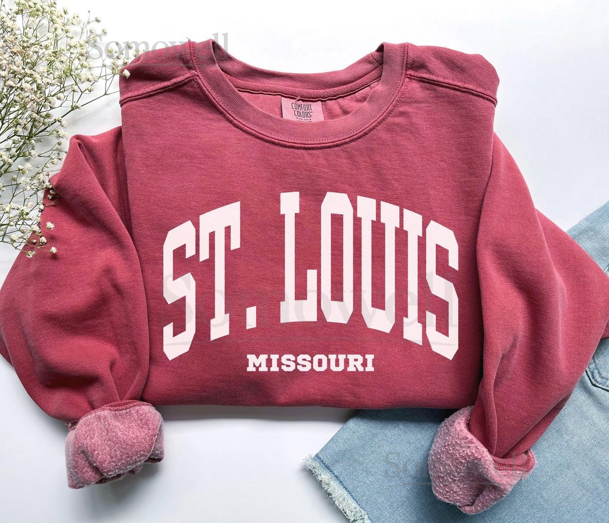 St Louis Sweatshirt Comfort Colors St Louis Shirt Missouri Vacation Trip Souvenir Gift Sports Jersey Midwest Student Missouri Crewneck_502
