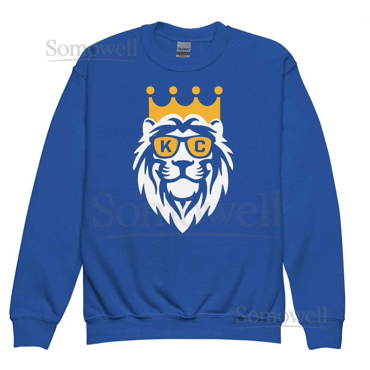 Kids Kansas City Baseball Gildan Youth crewneck sweatshirt Royals Game Day Outfit KC Girls Boys Crown Royal Blue Slugger_528