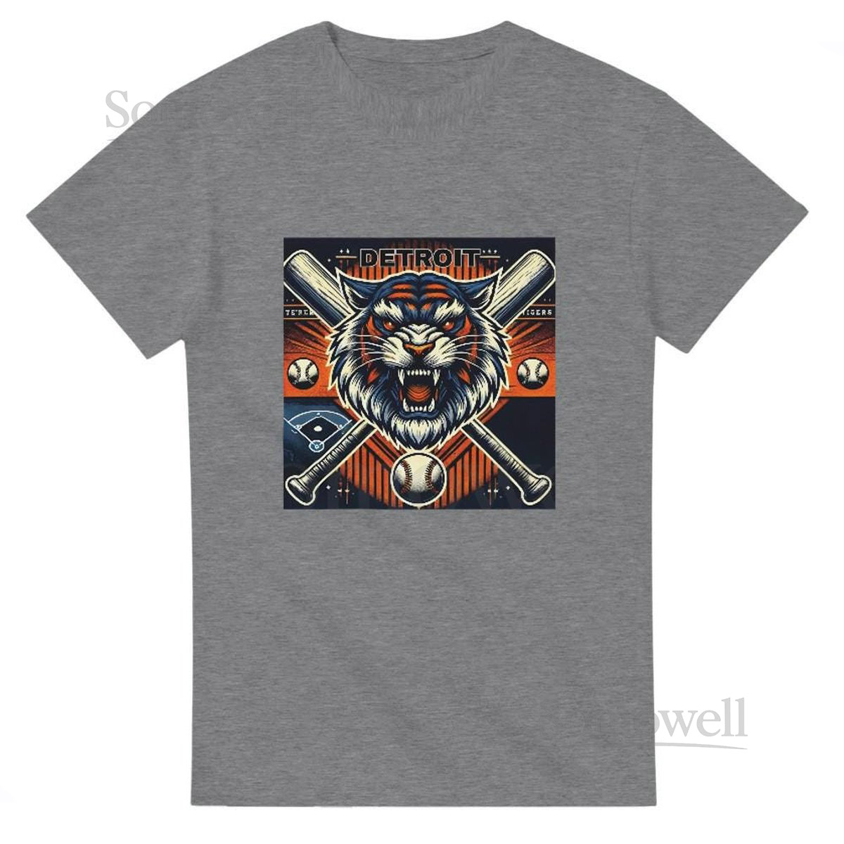 Detroit Tiger Inspired Roaring Tiger Baseball T-Shirt_228