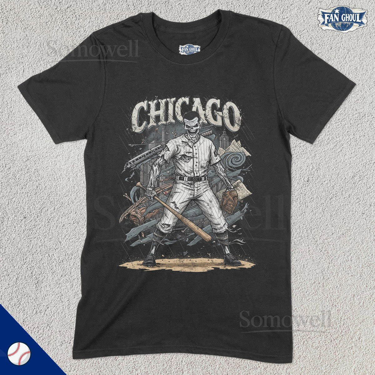 Chicago 2 Baseball Shirt Illinois Baseball Sports Team Clothing Baseball Fan Gift Baseball Lover Apparel Vintage Baseball White_159