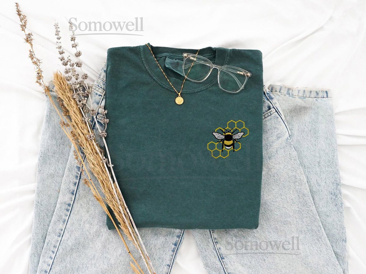 Embroidered Bee Shirt Honey Bee Tshirt Gardener Shirt Spring Shirt Save the Bee Tee Gift for Bee Lover Beekeeper Gift Bumblebee Shirt_49