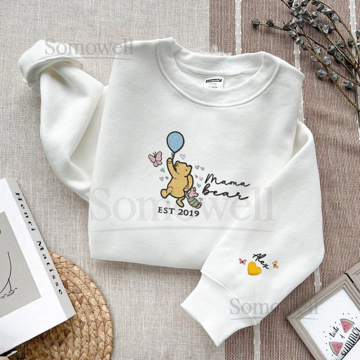 Custom Mama Bear Embroidered Sweatshirt Mama Est with Kid Name On Sleeve Sweatshirt Mom Embroidered Hoodie Mothers Day New Mom Gift_23