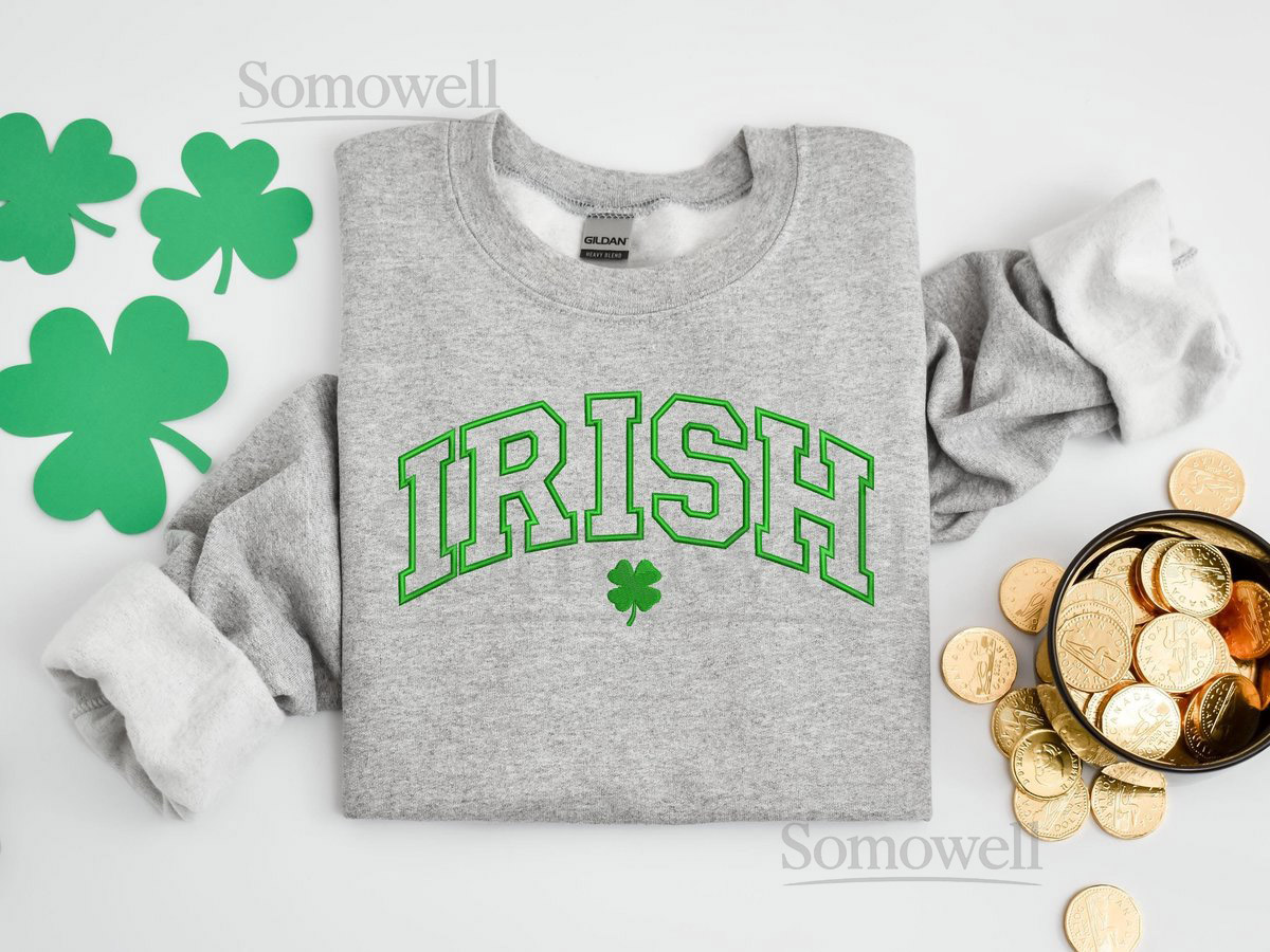 Embroidered Irish Lucky Shamrock Patrick Sweatshirt Patrick Embroidered Tee St Patty's Lucky Embroidered ShirtLucky Embroidered Hoodie_84