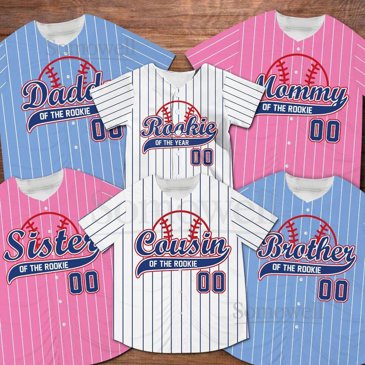 Personalized Mommy Daddy Of the Rookie Baseball Jersey Custom Name Number Shirt Rookie Of The Year Jersey Family Matching Outfits_316