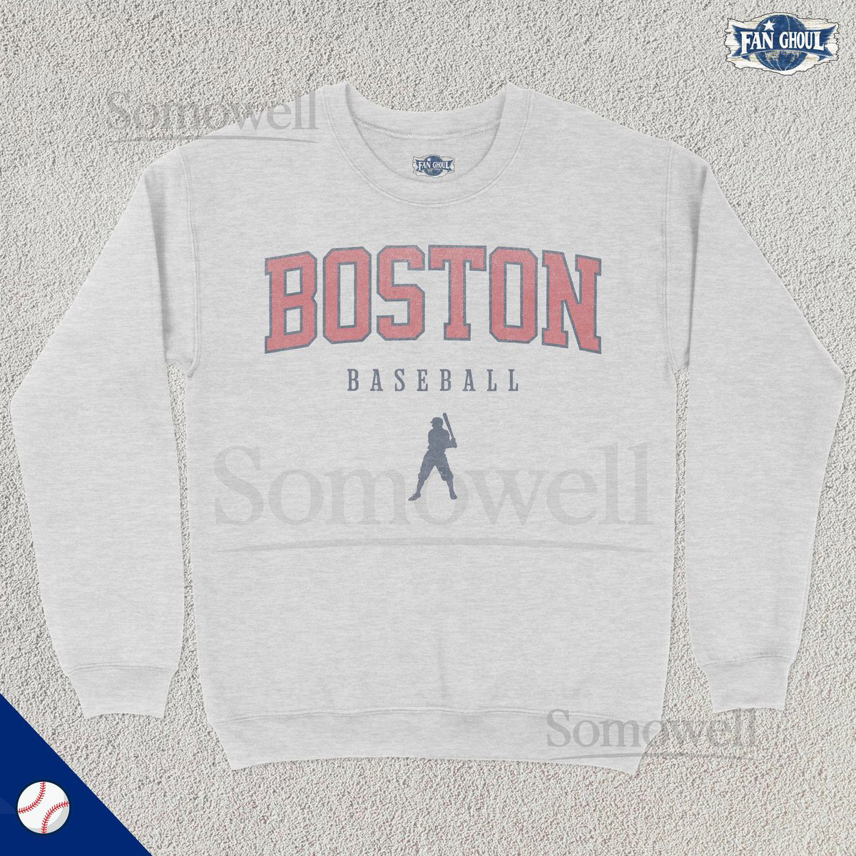 Boston Baseball Varsity Sweatshirt Sports Crewneck College Sweater Baseball Fan Gift Baseball Lover Apparel Vintage Retro Red_165