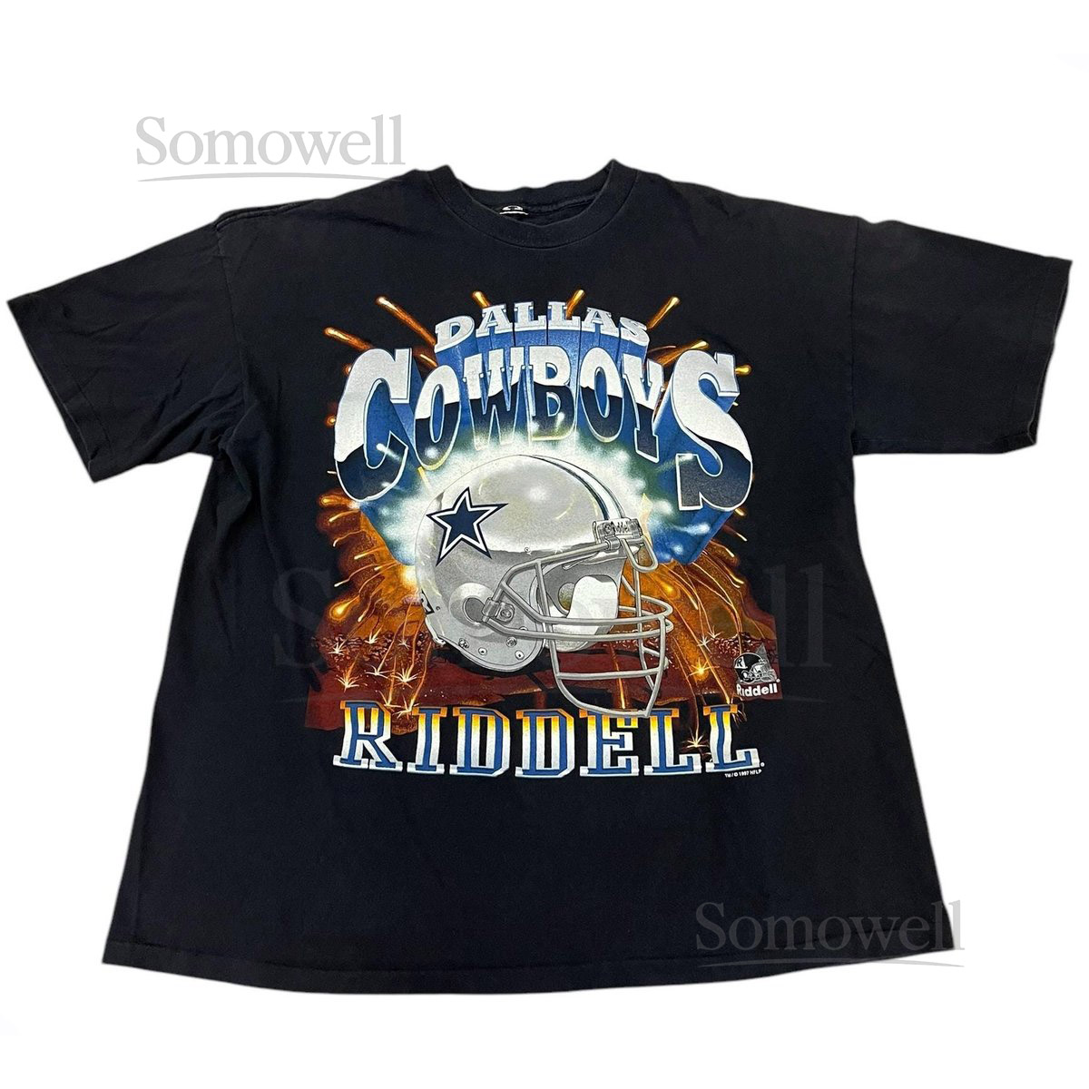 Vintage Dallas Cowboys Riddell 1997 Helmet T-shirt Fireworks NFL Football 90s_539