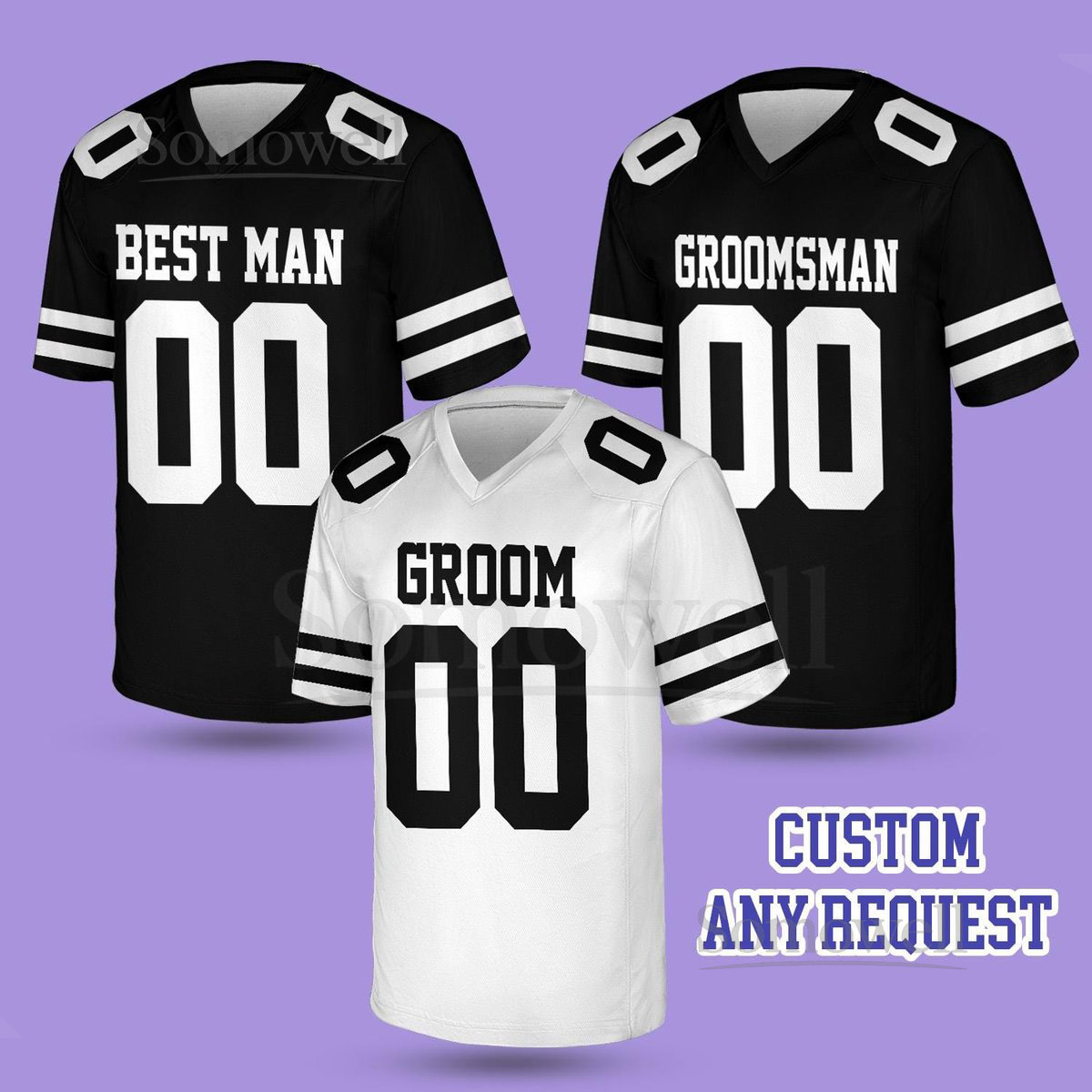 Personalized Groom Groomsman Football JerseyCustom Best Man Vneck Short Sleeve JerseyFootball Jersey For Engagement Wedding Bachelor Party_159
