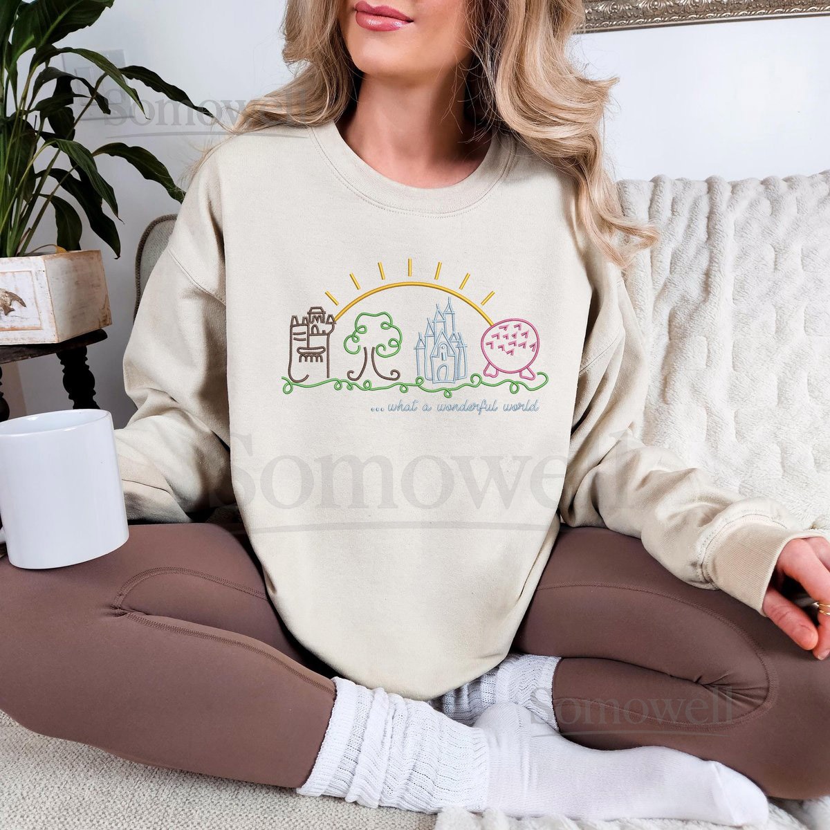 What A Wonderful World Embroidered Sweatshirt Disney Embroidered Shirt Disney Embroidered Sweatshirt Disney Crewneck_163