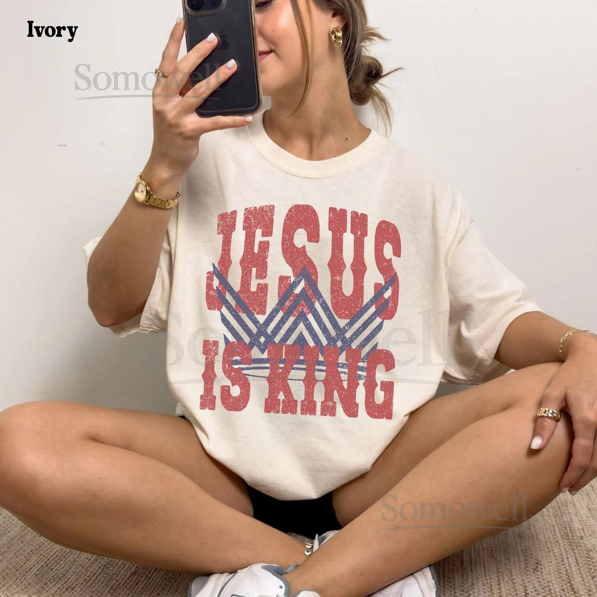 Jesus Is King Christian Shirt Faith Streetwear Unisex Comfort Colors Tee Religious Gift for Him or Her Bible Verse Tshirt Crown Apparel_209