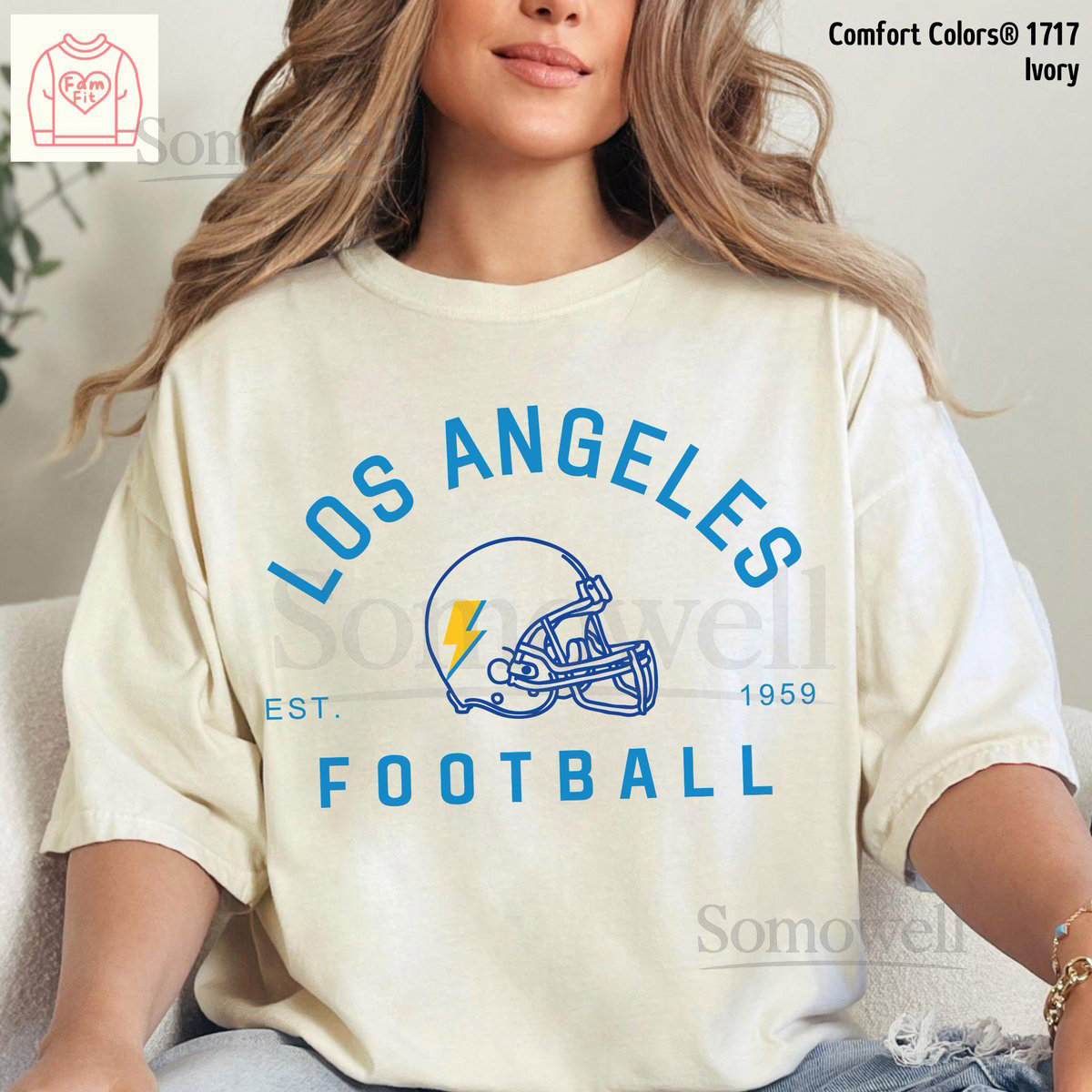Los Angeles Football Jersey Shirt - Charger Vintage Comfort Color Tees Mommi Me Sweatshirt 32-01_79