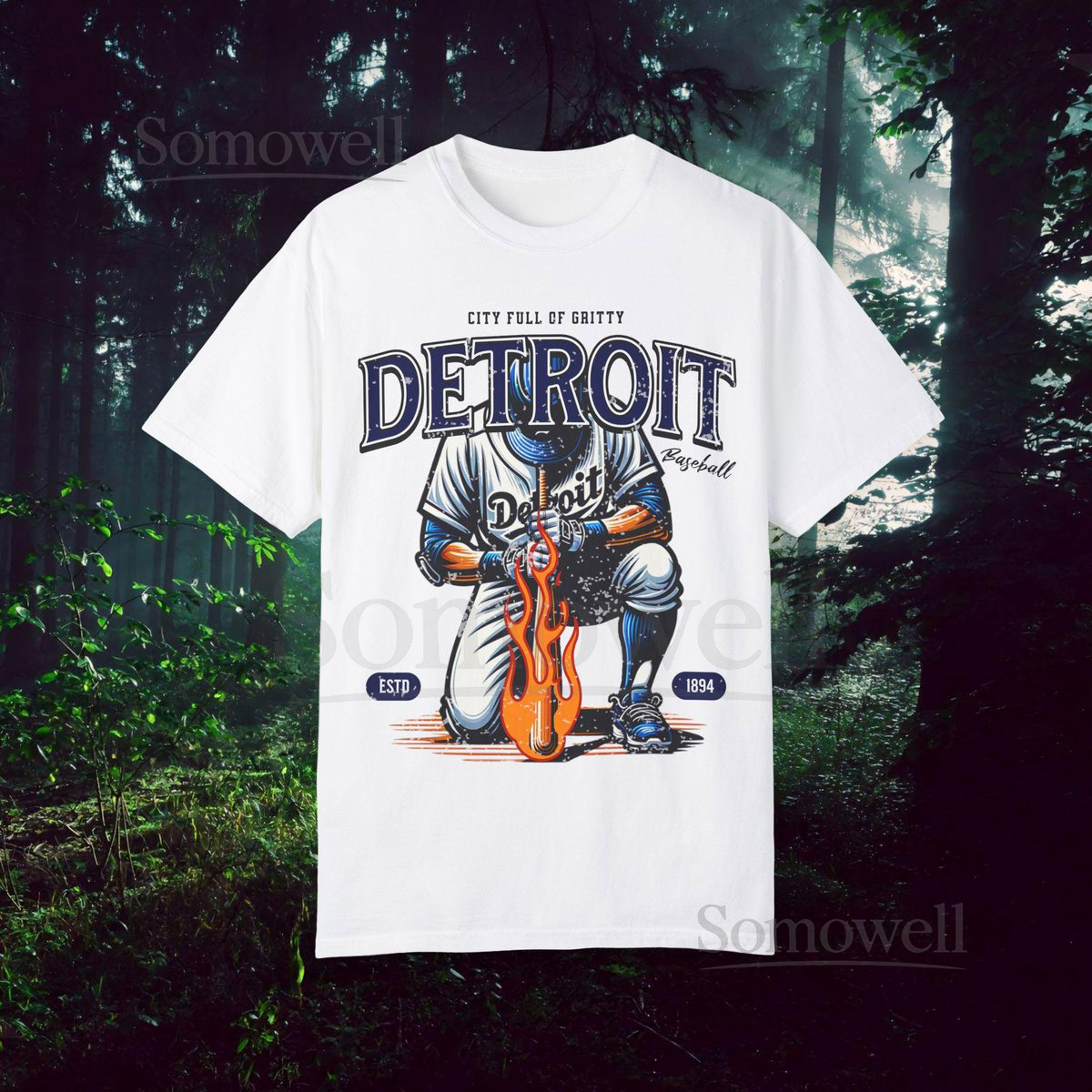 Detroit Baseball Graphic T-Shirt - comfort colors graphic tee Sports Fan Tee Vintage Style Shirt Gift for Baseball Fans Detroit Tee_124