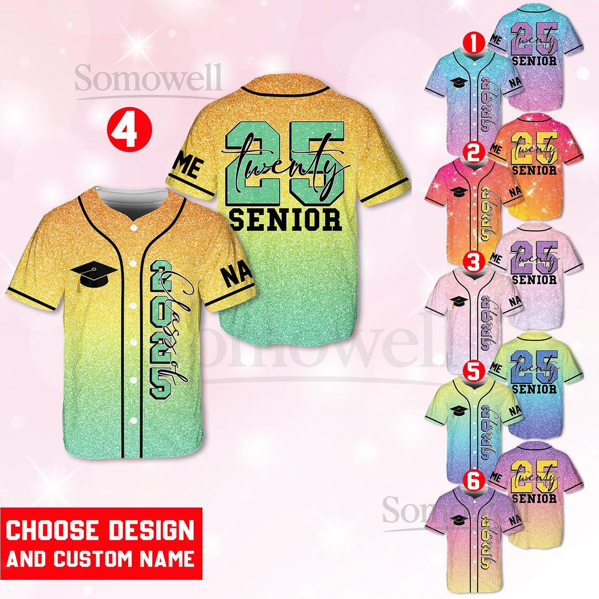 Personalized Glitter Senior 2025 Baseball Jersey with Name Graduation Year Custom YouthAdult Senior Shirt Senior 2025 Gifts_135