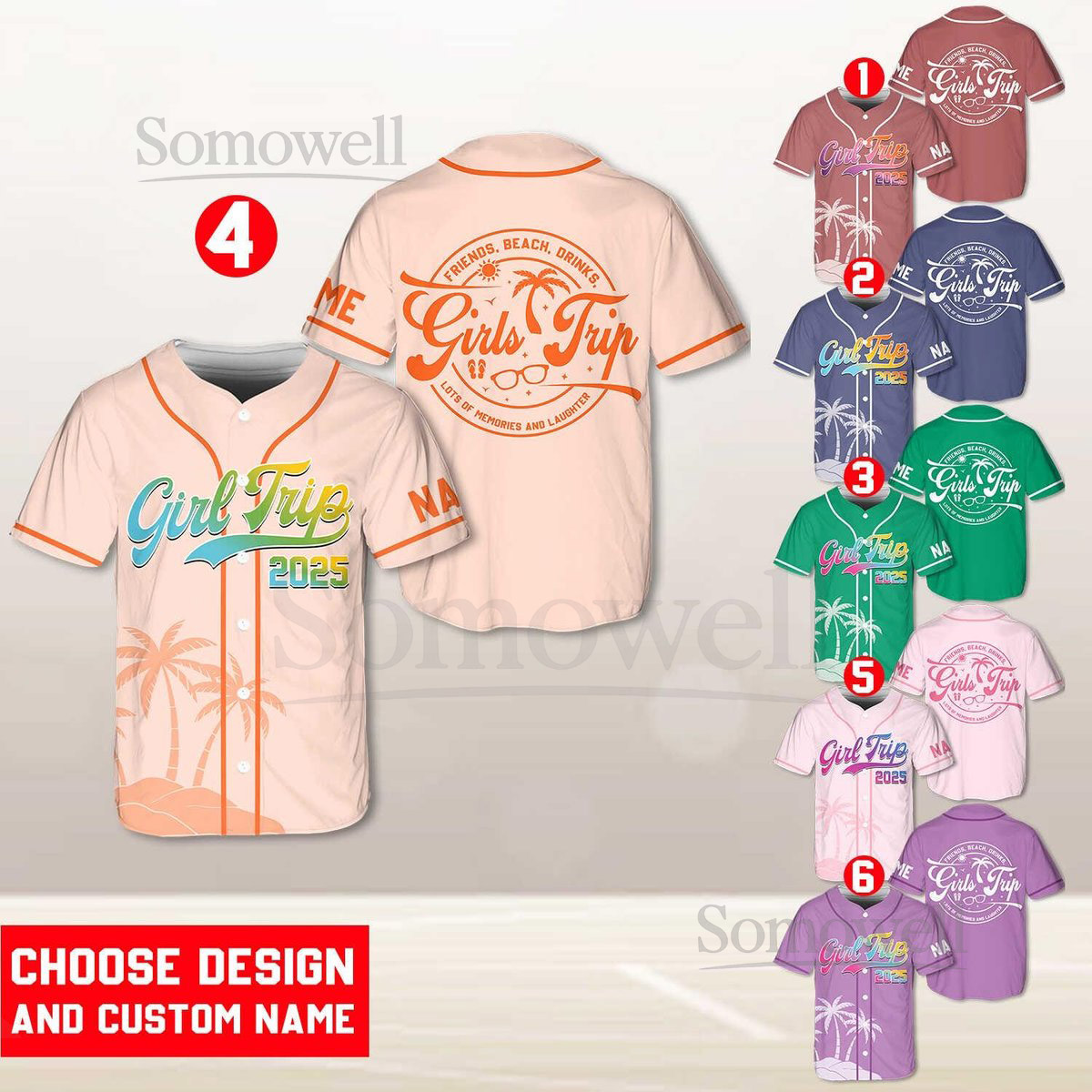Personalized Girl Trip 2025 Baseball Jersey Custom Name Number Shirt for Girls Trip Vacation Shirt Summer Adventure Outfit_114