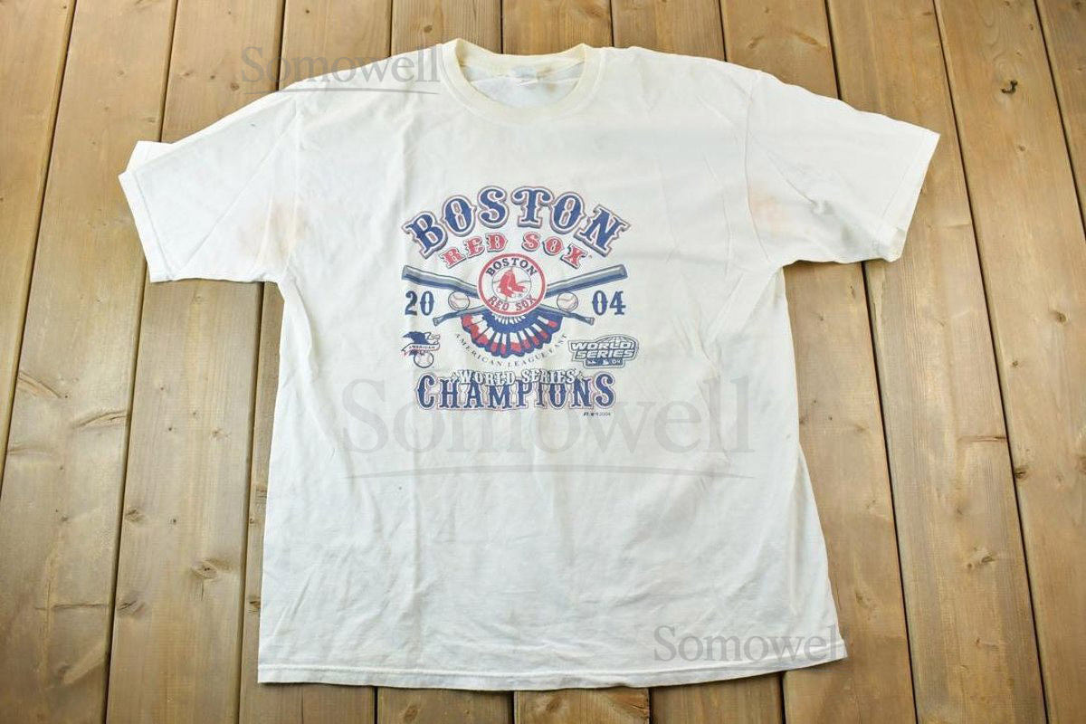 Vintage 2004 Boston Red Sox World Series Champions MLB Graphic T-Shirt Made In USA Single Stitch MLB Baseball 90s Streetwear_603