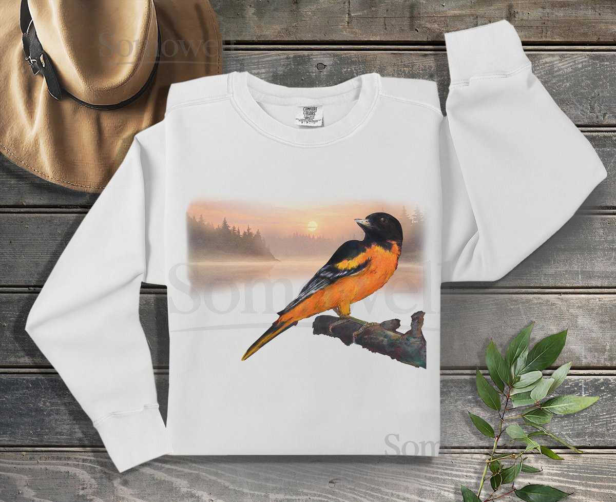 Vintage Baltimore Oriole Watercolor on Comfort Colors Sweatshirt_636