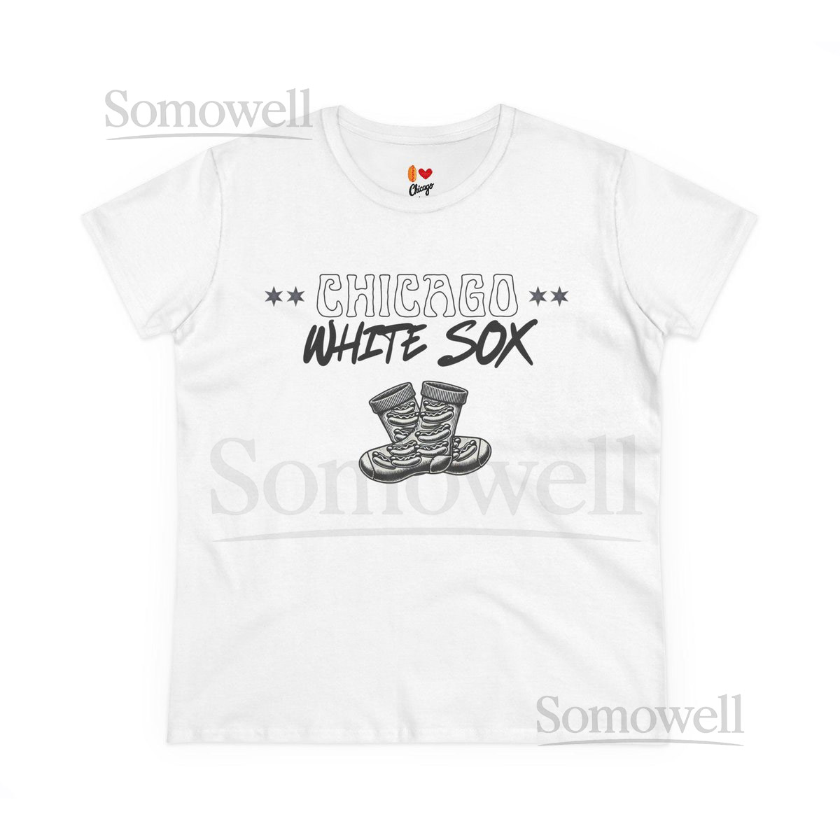 Chicago White Sox Women's Cotton Tee Soft Casual Tee Sporty Fashion Top Gift for Sports Fans Baseball Tee_246