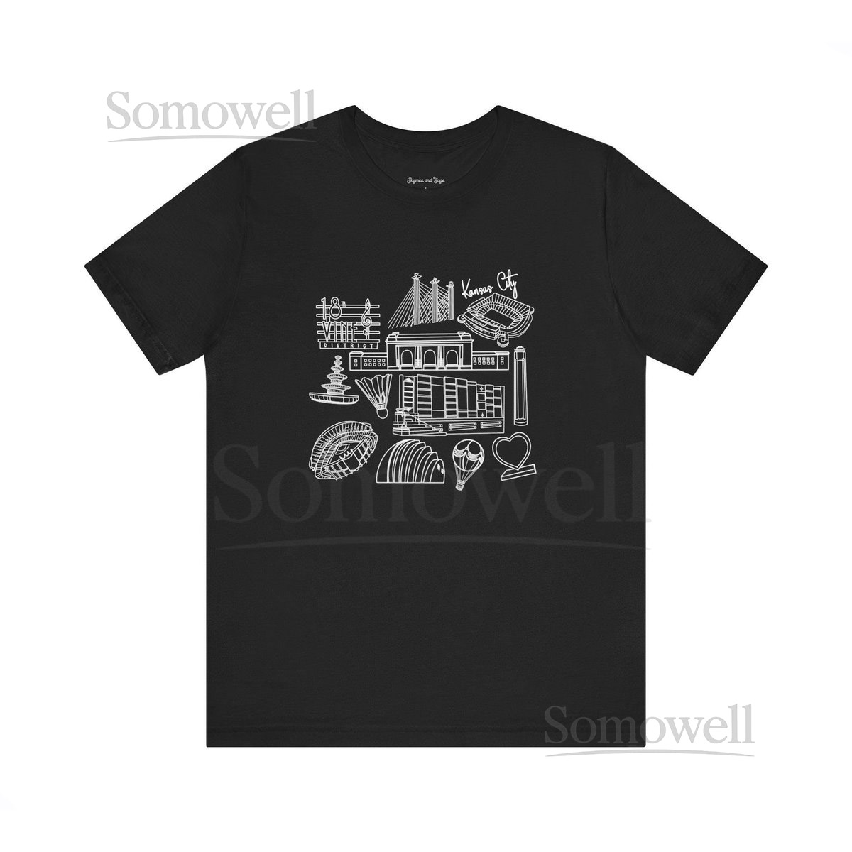 Kansas City Landmarks Unisex Tee Museum Library Stadium Heart Around Town Shirt Iconic Cityscape Tshirt KC Missouri Graphic Top Travel_390