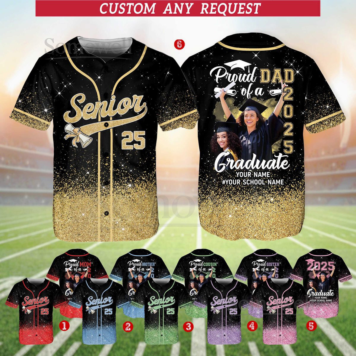 Personalized Glitter Senior 2025 Baseball Jersey with Name Photo Custom YouthAdult Senior Shirt Senior 2025 Shirt Graduation Gifts_140