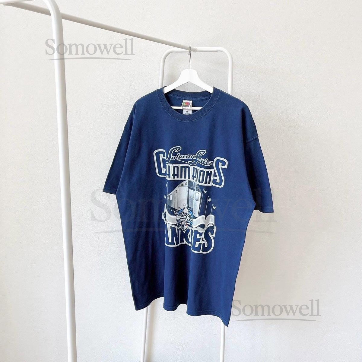 Vintage 00s New York Yankees 2000 baseball vintage Fruit of the loom blue t-shirt XXL_380