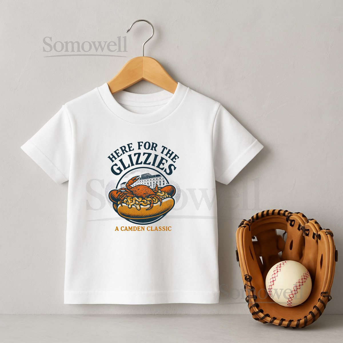 Kids Glizzy Game Day Tee Crab Mac n Cheese Hot Dog Shirt Baltimore Baseball_368