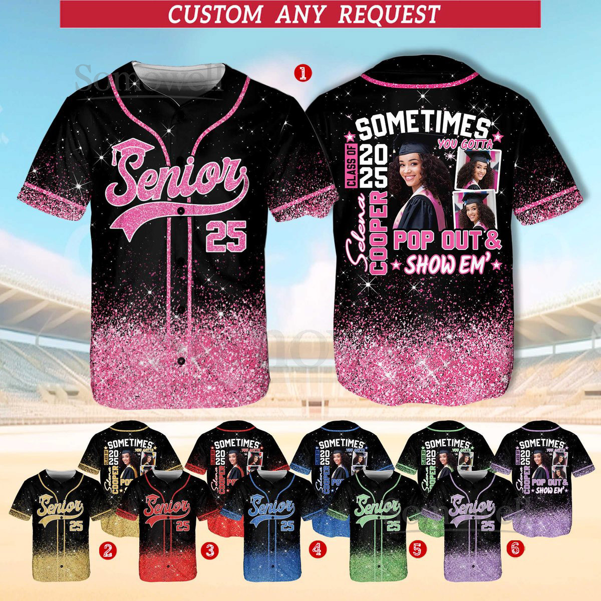 Personalized Glitter Senior 2025 Baseball Jersey with Name Photo Custom YouthAdult Senior Shirt Senior 2025 Shirt Graduation Gifts_142