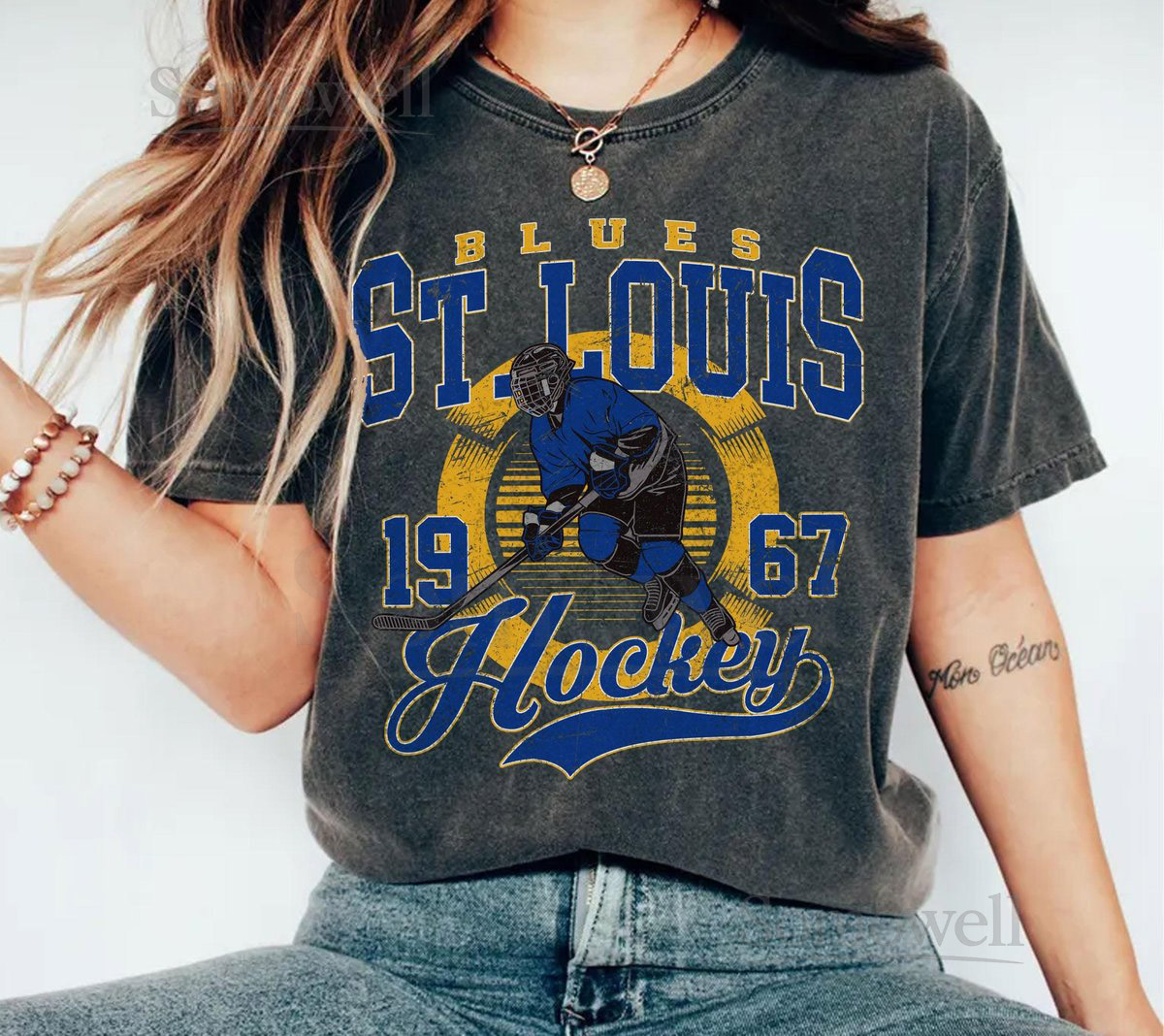 Comfort Colors ST. Louis Blue tee Vintage ST. Louis Blue T-Shirt Blues T-Shirt Hockey Fan T-Shirt Retro ST. Louis Ice Hockey T-shirt_100