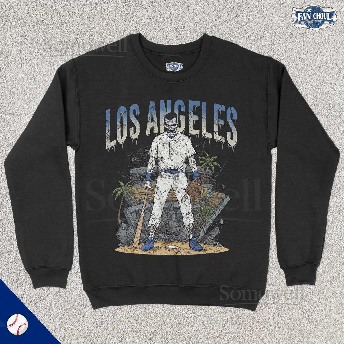 Los Angeles v2 Baseball Crewneck LA Baseball Sweatshirt Sports Clothing Baseball Fan Gift Baseball Lover Vintage Baseball Dodge_653
