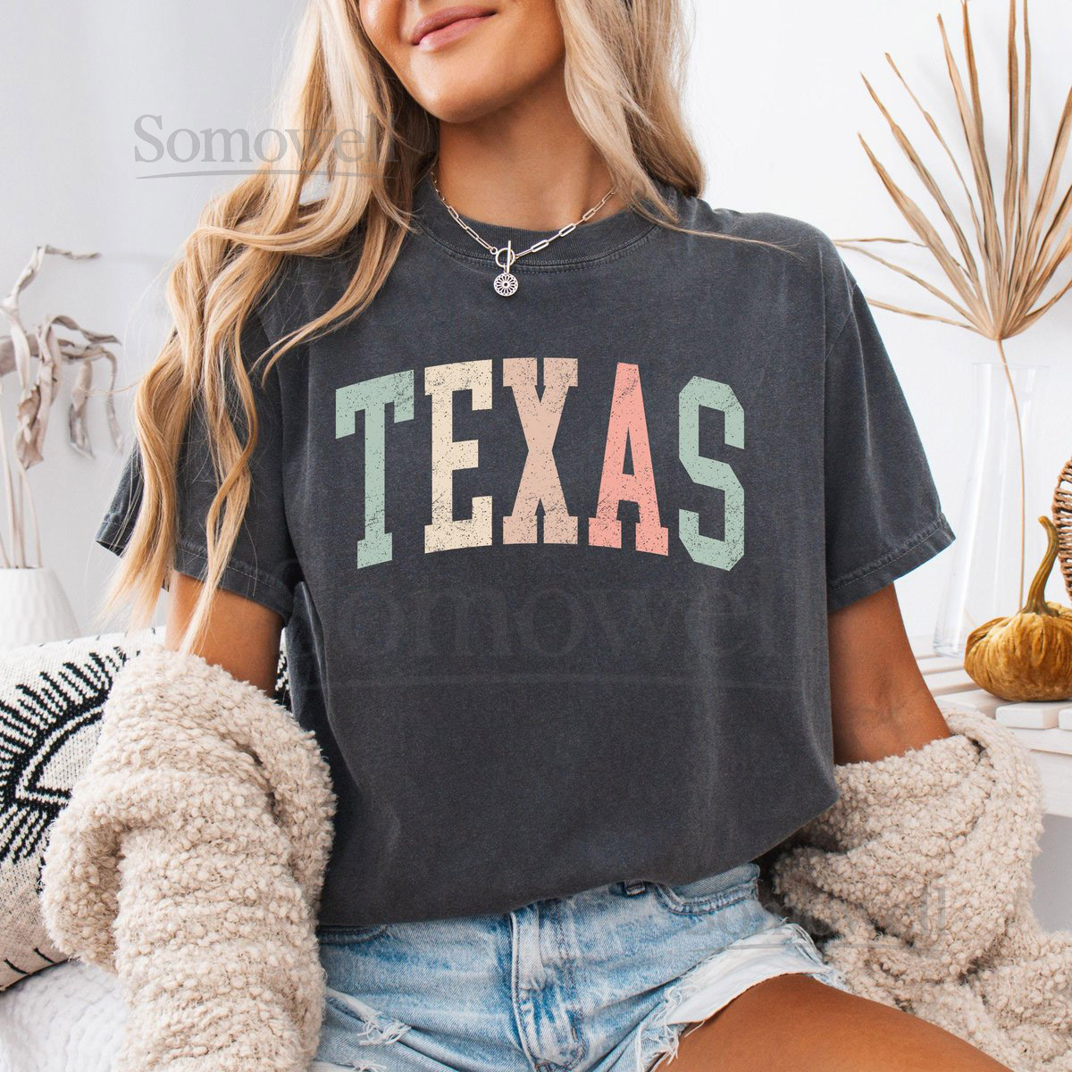 Pastel Texas T-Shirt for Women State Souvenir Comfort Colors Soft Cott_778