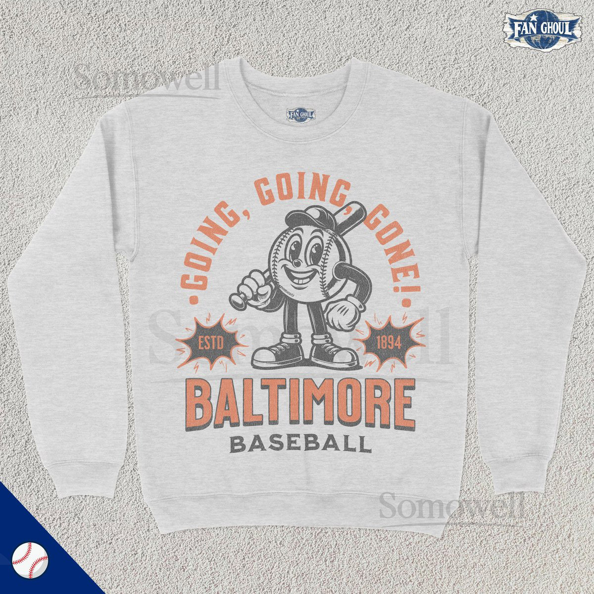 Retro Baltimore Baseball Sweatshirt Vintage 70s Mascot Crewneck Sports Sweater Baseball Fan Gift Baseball Lover 80s Oriole Merch_527