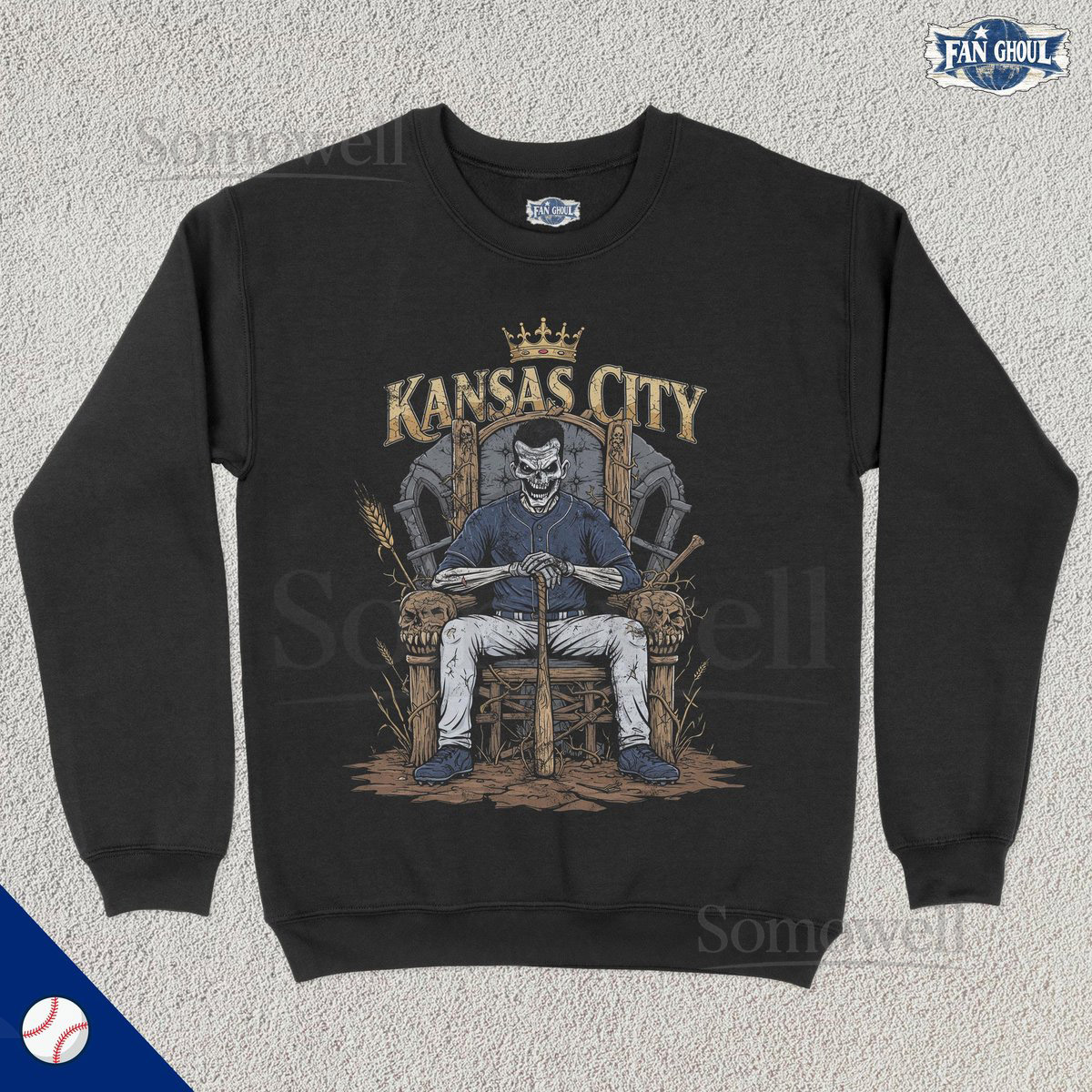 Kansas City Baseball Crewneck Missouri Baseball Sweatshirt Sports Clothing Baseball Fan Gift Baseball Lover Vintage Baseball Royal_337